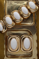Fifth Avenue Flame Statement Earrings in White & Gold