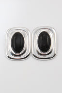 Fifth Avenue Flame Statement Earrings in Black & Silver