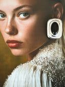 Fifth Avenue Flame Statement Earrings in Black & Silver