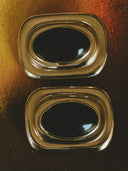 Fifth Avenue Flame Statement Earrings in Black & Gold