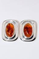 NEW Fifth Avenue Flame Earrings - silver and amber