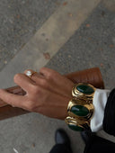 Fifth Avenue Flame Statement Bracelet in Green & Gold