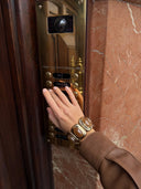 Fifth Avenue Flame Statement Bracelet in Brown & Gold